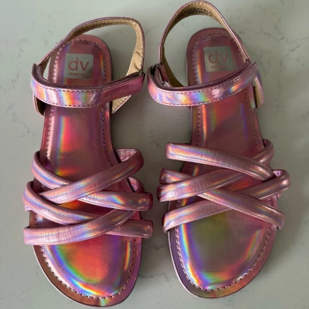 New DV By Dolce Vita Girls metallic pink Sandals in size: 5